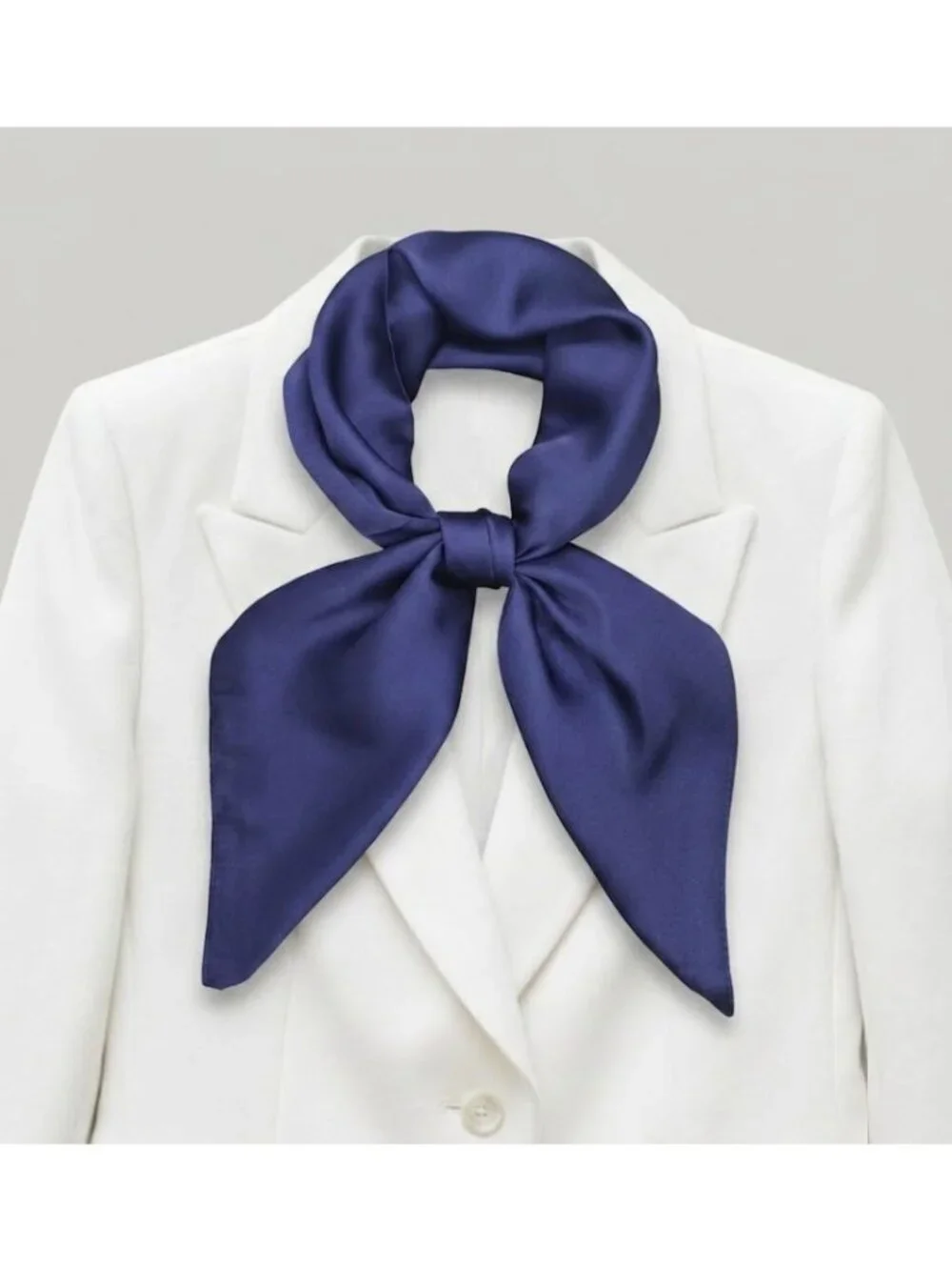 ✨Elegant Square Silky Scarf Bandana Blue Headwear Solid Soft Versatile Shawl New
